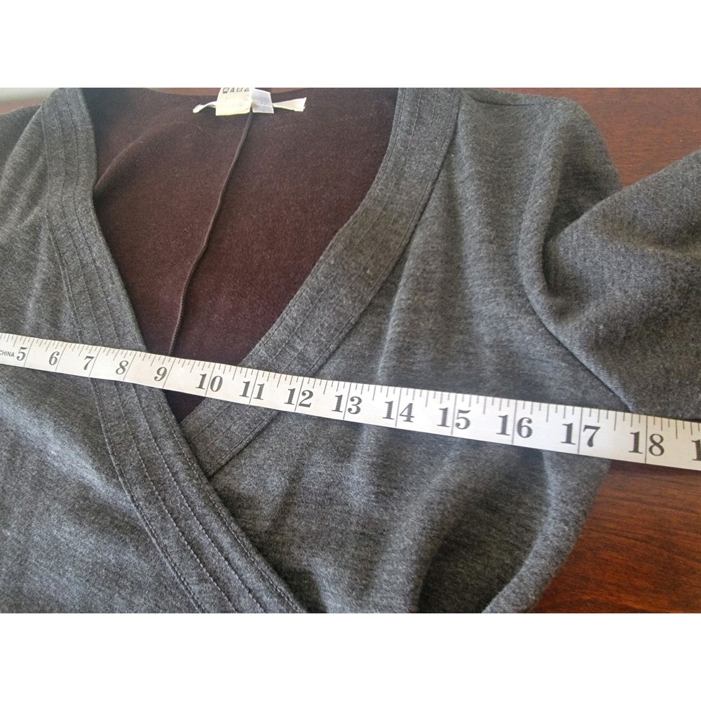 NWT Max Studio Medium Faux L/S Wrap Dress Charcoal Gray Professional Work Career - Picture 4 of 6